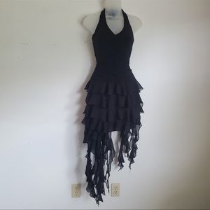 Vintage Cache Asymmetrical Ruffle Dress